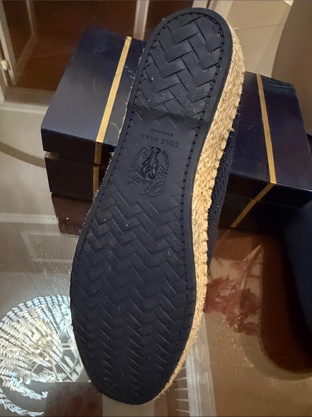 Cole Haan Navy Knit Espadrille Slip-On Flats